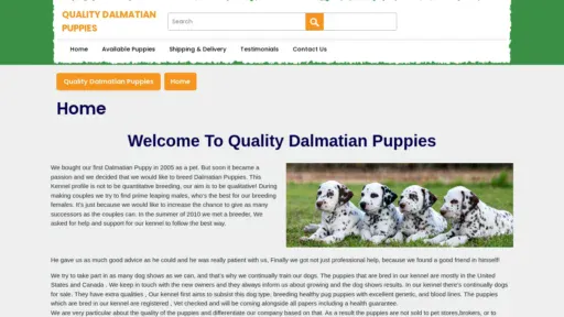 A screenshot of Qualitydalmatianpuppies.com