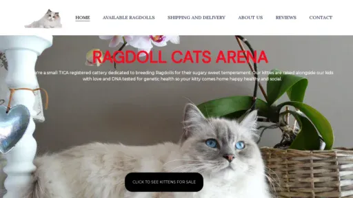 A screenshot of Ragdollcatsarenausa.com