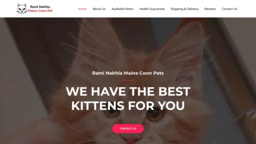 A screenshot of Raminakhlamainecoonpets.online