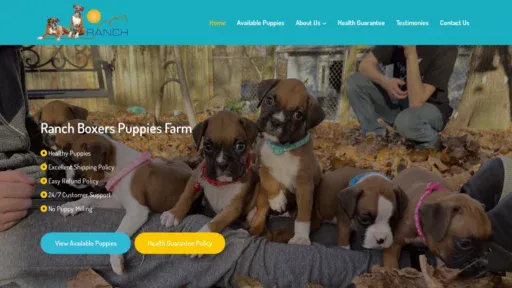 A screenshot of Ranchboxerpuppies.com