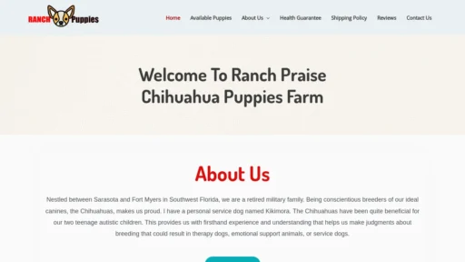 A screenshot of Ranchpraisepups.com