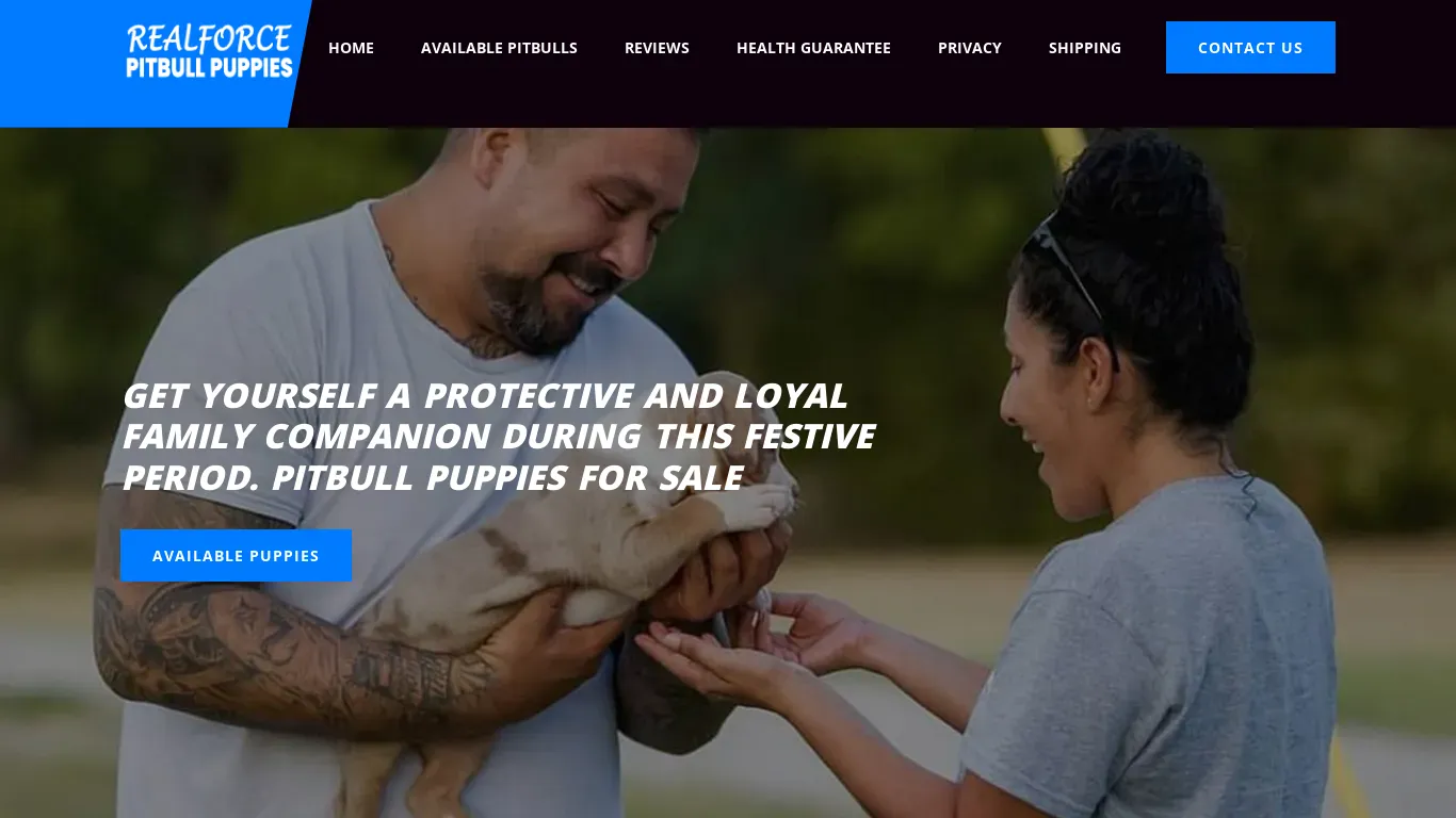 A screenshot of Realforcepitbullpuppies.com
