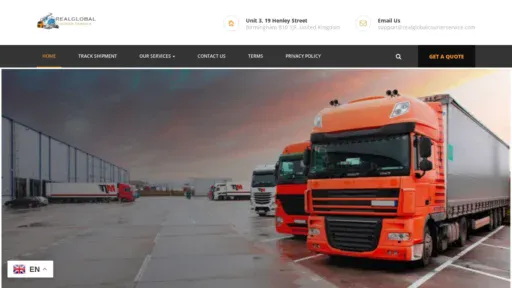 A screenshot of Realglobalcourierservice.com