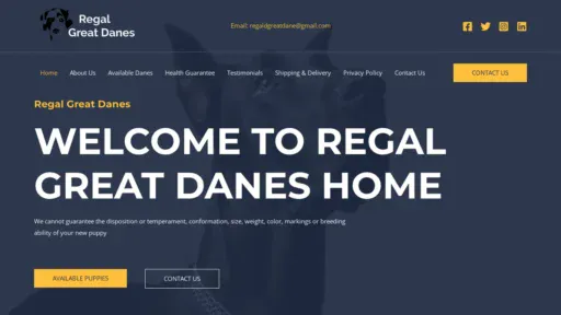 A screenshot of Regalgreatdanes.com