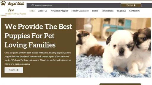 A screenshot of Regalshihtzu.com