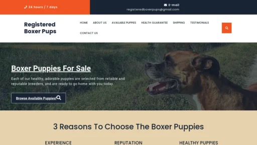 A screenshot of Registeredboxerpups.org