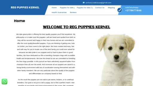 A screenshot of Regpuppieskernel.co.za
