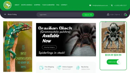 A screenshot of Reptileheaven.com