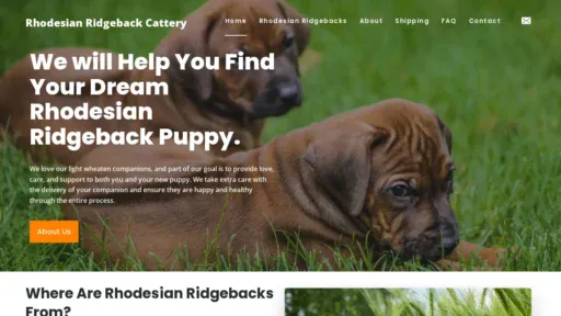 A screenshot of Rhodesianridgebackcattery.com