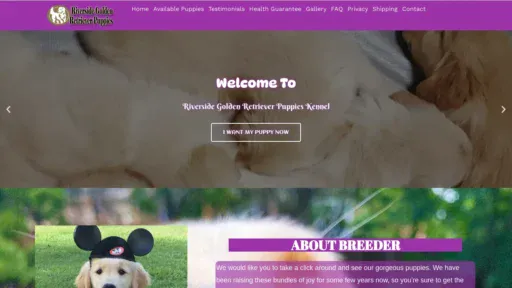 A screenshot of Riversidegoldenretrieverpuppieskennel.com