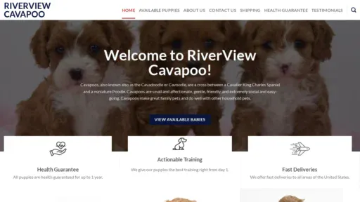 A screenshot of Riverviewcavapoo.com
