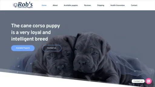 A screenshot of Robcanecorsopuppiesforsale.com
