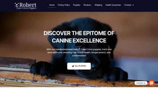 A screenshot of Robertcanecorsopuppies.com