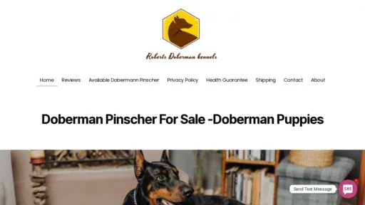 A screenshot of Robertsdobermankennels.com
