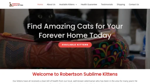 A screenshot of Robertsonsublime-kittens.com
