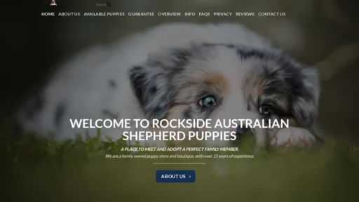 A screenshot of Rocksideaustralianshepherds.com