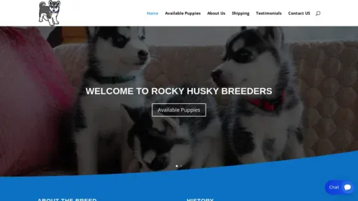 A screenshot of Rockyhuskybreeders.com