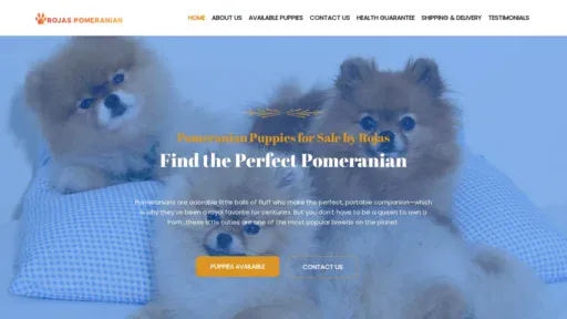 A screenshot of Rojaspomeranians.com