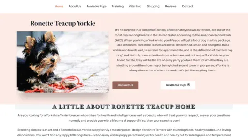 A screenshot of Ronetteteacupyorkies.com