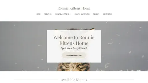 A screenshot of Ronniekittenshome.com