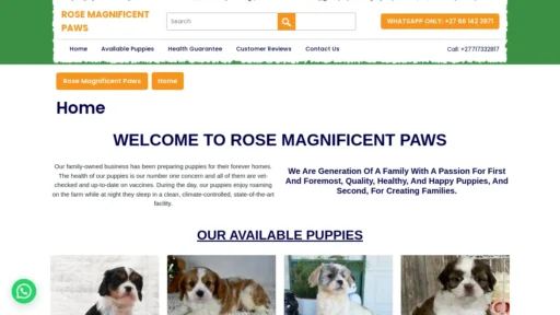 A screenshot of Rosemagnificentpaw.co.za