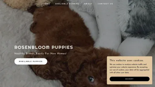 A screenshot of Rosenbloompuppies.com