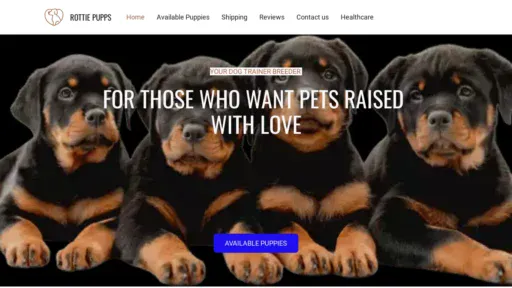 A screenshot of Rottiepuppieshome.com
