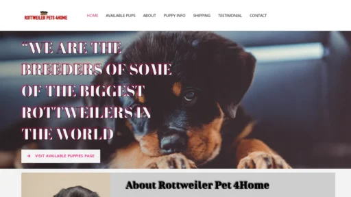 A screenshot of Rottweilerpets4homes.com