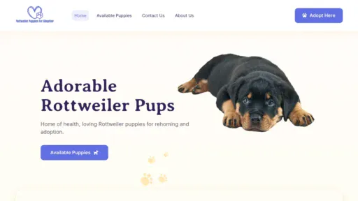 A screenshot of Rottweilerpuppiesforadoption.com