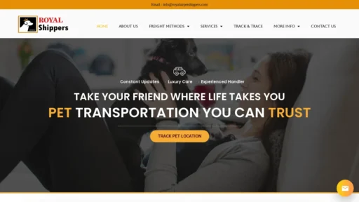 A screenshot of Royalairpetshippers.com