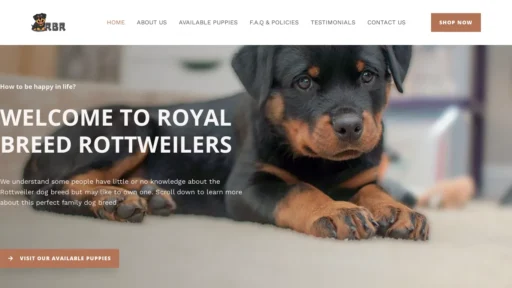 A screenshot of Royalbreedrottweilers.com