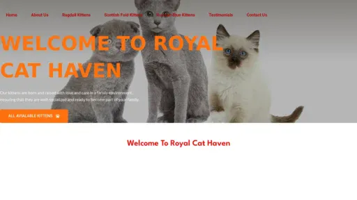 A screenshot of Royalcathaven.com