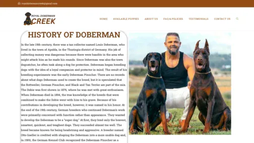 A screenshot of Royaldobermancreek.com