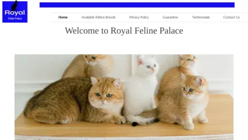 A screenshot of Royalfelinepalace.com