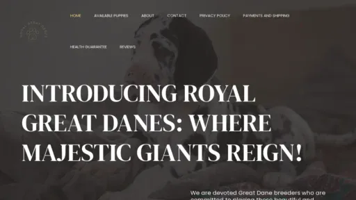 A screenshot of Royalgreatdanes.com