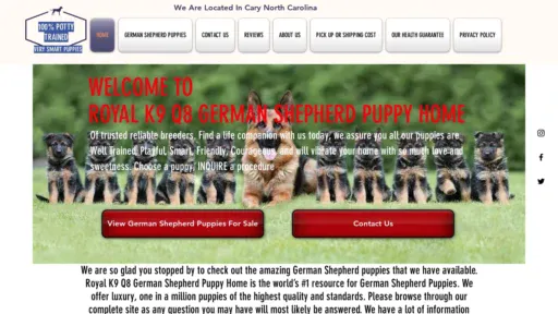 A screenshot of Royalk9germanshepherds.com