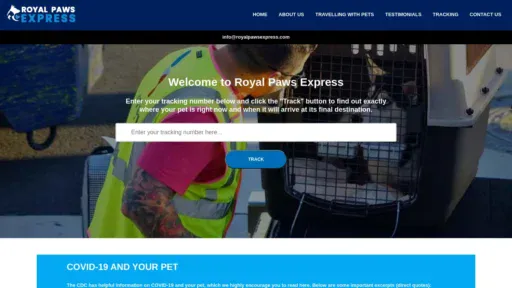 A screenshot of Royalpawsexpress.com