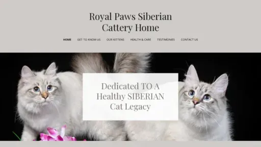 A screenshot of Royalpawssiberiancattery.com