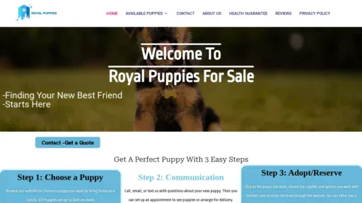 A screenshot of Royalpuppysale.com