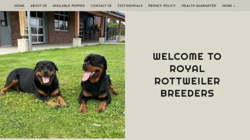 A screenshot of Royalrottweilerbreeders.com