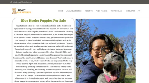 A screenshot of Royaltyblueheelers.com