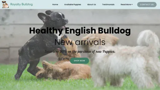 A screenshot of Royaltyenglishbulldog.com