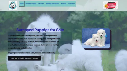 A screenshot of Ryansamoyedpups.com