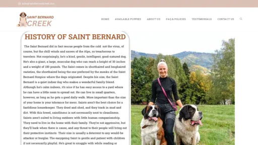 A screenshot of Saintbernardcreek.com