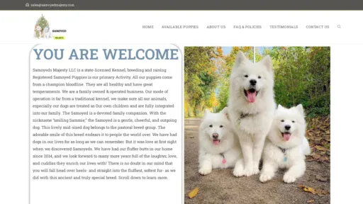 A screenshot of Samoyedmajesty.com
