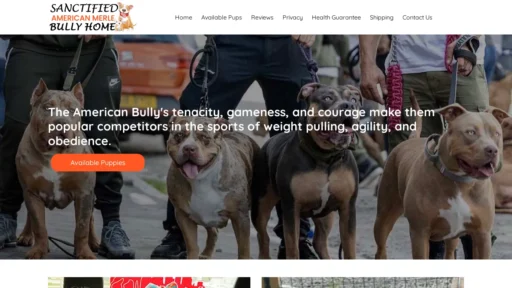 A screenshot of Sanctifiedamericanmerlebullyhome.com