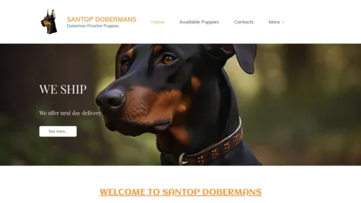 A screenshot of Sandobermanpups.com