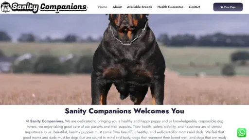 A screenshot of Sanitycompanions.com