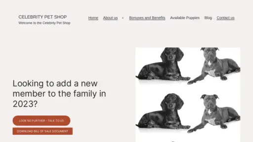 A screenshot of Secure.celebritypetshop.com