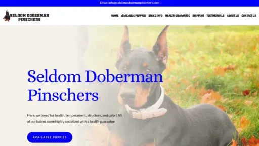 A screenshot of Seldomdobermanpinschers.com